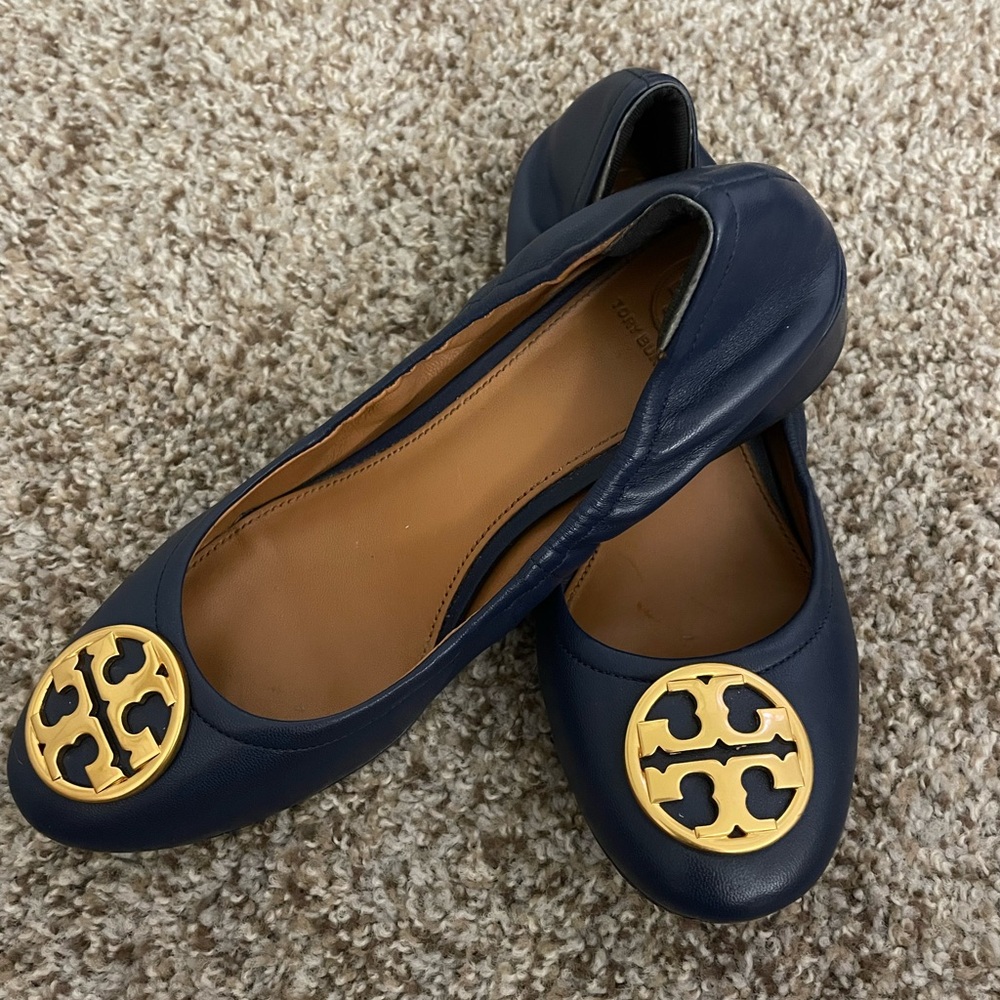 Tory Burch Chelsea Ballet Scrunch Back - Navy Blue
